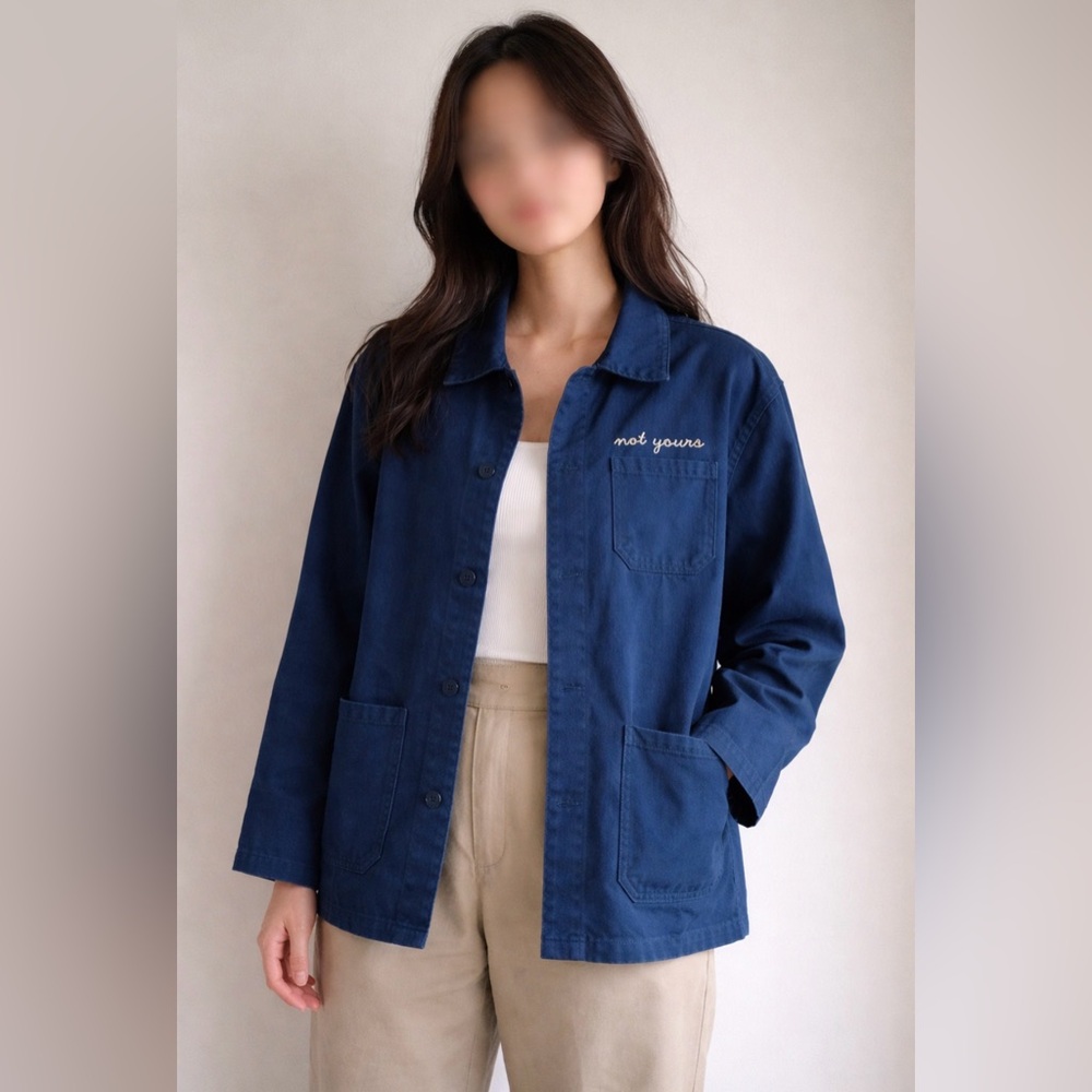 FREE PEOPLE SR x Sandrine Rose “Not Yours” Blue Jacket L’Artiste Embroidered NWT